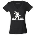 thumbnail image 1 of Shop4Ever Women's Big Foot with Heart Balloons Slim Fit V-Neck T-Shirt X-Large Black, 1 of 5