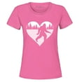 thumbnail image 1 of Shop4Ever Women's Bigfoot Heart Love Sasquatch Valentine Graphic T-Shirt Medium Azalea Pink, 1 of 5