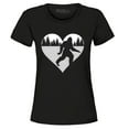 thumbnail image 1 of Shop4Ever Women's Bigfoot Heart Love Sasquatch Valentine Graphic T-Shirt Small Black, 1 of 5