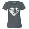 thumbnail image 1 of Shop4Ever Women's Bigfoot Heart Love Sasquatch Valentine Graphic T-Shirt X-Large Dark Heather, 1 of 5