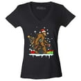 thumbnail image 1 of Shop4Ever Women's Bigfoot Santa Christmas Tree Toy Sack Sasquatch Slim Fit V-Neck T-Shirt Large Black, 1 of 5