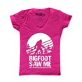 thumbnail image 1 of Shop4Ever Women's Bigfoot Saw Me But Nobody Believes Him Slim Fit V-Neck T-Shirt X-Large Pink, 1 of 5