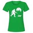 thumbnail image 1 of Shop4Ever Women's  Bigfoot Walking Wiener Dog Funny Sasquatch Dachshund Graphic T-Shirt Medium Irish Green, 1 of 5