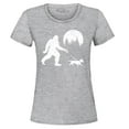 thumbnail image 1 of Shop4Ever Women's  Bigfoot Walking Wiener Dog Funny Sasquatch Dachshund Graphic T-Shirt Medium Sports Grey, 1 of 5