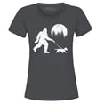 thumbnail image 1 of Shop4Ever Women's  Bigfoot Walking Wiener Dog Funny Sasquatch Dachshund Graphic T-Shirt Small Charcoal, 1 of 5