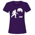 thumbnail image 1 of Shop4Ever Women's  Bigfoot Walking Wiener Dog Funny Sasquatch Dachshund Graphic T-Shirt X-Large Purple, 1 of 5