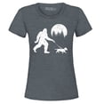 thumbnail image 1 of Shop4Ever Women's  Bigfoot Walking Wiener Dog Funny Sasquatch Dachshund Graphic T-Shirt XX-Large Dark Heather, 1 of 5