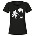 thumbnail image 1 of Shop4Ever Women's  Bigfoot Walking Wiener Dog Funny Sasquatch Dachshund Graphic T-Shirt XXX-Large Black, 1 of 5
