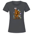 thumbnail image 1 of Shop4Ever Women's Bigfoot with Easter Basket and Eggs Funny Graphic T-Shirt Large Charcoal, 1 of 5