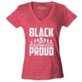 thumbnail image 1 of Shop4Ever Women's Black and Proud Black Pride Slim Fit V-Neck T-Shirt Large Heather Red, 1 of 5