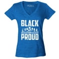 thumbnail image 1 of Shop4Ever Women's Black and Proud Black Pride Slim Fit V-Neck T-Shirt Large Heather Royal Blue, 1 of 5