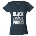 thumbnail image 1 of Shop4Ever Women's Black and Proud Black Pride Slim Fit V-Neck T-Shirt Medium Charcoal, 1 of 5