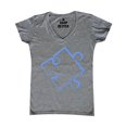 thumbnail image 1 of Shop4Ever Women's Blue Puzzle Piece Autism Awareness Slim Fit V-Neck T-Shirt XX-Large Sports Grey, 1 of 3
