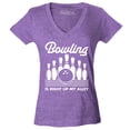 thumbnail image 1 of Shop4Ever Women's Bowling is Right Up My Alley Bowler Slim Fit V-Neck T-Shirt XX-Large Heather Purple, 1 of 5