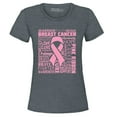 thumbnail image 1 of Shop4Ever Women's Breast Cancer Awareness Pink Ribbon Word Cloud Graphic T-Shirt XX-Large Dark Heather, 1 of 5