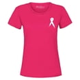 thumbnail image 1 of Shop4Ever Women's Breast Cancer Awareness Ribbon Pocket Size Graphic T-Shirt Large Heliconia Pink, 1 of 5