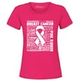 thumbnail image 1 of Shop4Ever Women's Breast Cancer Awareness White Ribbon Word Cloud Graphic T-Shirt Medium Heliconia Pink, 1 of 5