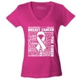 thumbnail image 1 of Shop4Ever Women's Breast Cancer Awareness White Ribbon Word Cloud Slim Fit V-Neck T-Shirt X-Large Pink, 1 of 5