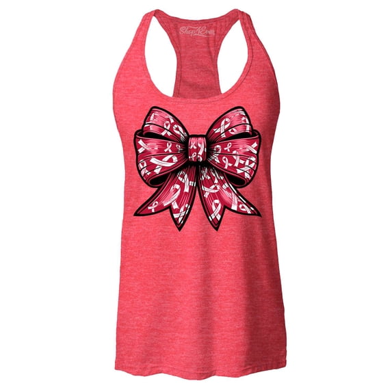 Shop4Ever Women's Breast Cancer Bow Racerback Tank Top XX-Large Red