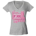 thumbnail image 1 of Shop4Ever Women's Breast Cancer Support Fight Ribbon Awareness Slim Fit V-Neck T-Shirt Medium Sports Grey, 1 of 5