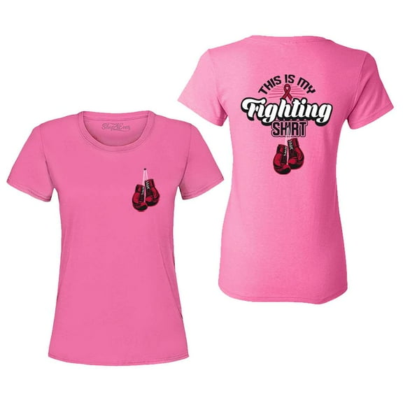 Shop4Ever Women's Breast Cancer This Is My Fighting Shirt  Graphic T-Shirt X-Large Azalea Pink