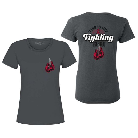 Shop4Ever Women's Breast Cancer This Is My Fighting Shirt Graphic T-Shirt X-Large Charcoal
