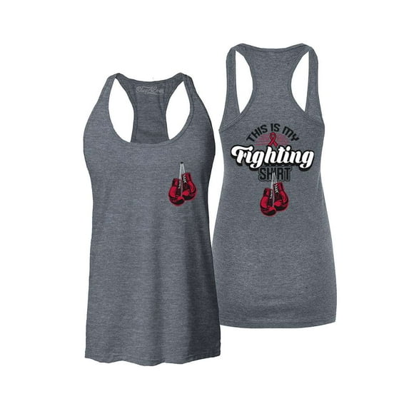 Shop4Ever Women's Breast Cancer This Is My Fighting Shirt Racerback Tank Top XX-Large Charcoal