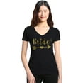 thumbnail image 1 of Shop4Ever Women's Bride Heart Arrow Gold Bridal Wedding Slim Fit V-Neck T-Shirt X-Large Black, 1 of 5