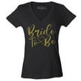 thumbnail image 1 of Shop4Ever Women's Bride To Be Gold Heart Wedding Slim Fit V-Neck T-Shirt Large Black, 1 of 5