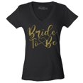 thumbnail image 1 of Shop4Ever Women's Bride To Be Gold Heart Wedding Slim Fit V-Neck T-Shirt Medium Black, 1 of 5