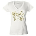 thumbnail image 1 of Shop4Ever Women's Bride To Be Gold Heart Wedding Slim Fit V-Neck T-Shirt X-Large White, 1 of 5