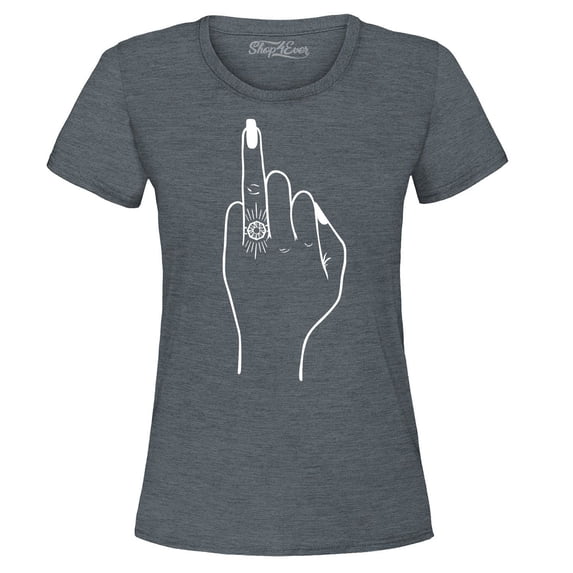 Shop4Ever Women's Bride's Wedding Ring Finger Engagement Graphic T-Shirt XX-Large Dark Heather