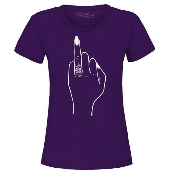 Shop4Ever Women's Bride's Wedding Ring Finger Engagement Graphic T-Shirt XXX-Large Purple