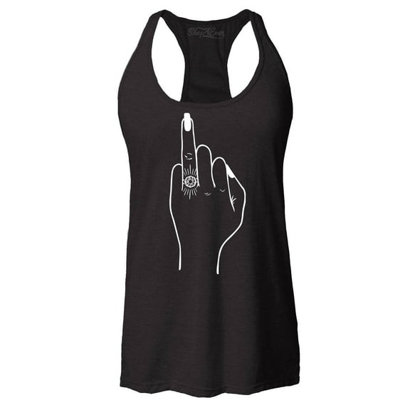 Shop4Ever Women's Bride's Wedding Ring Finger Engagement Racerback Tank Top Large Black