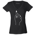 thumbnail image 1 of Shop4Ever Women's Bride's Wedding Ring Finger Engagement Slim Fit V-Neck T-Shirt Large Black, 1 of 5