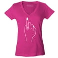thumbnail image 1 of Shop4Ever Women's Bride's Wedding Ring Finger Engagement Slim Fit V-Neck T-Shirt X-Large Pink, 1 of 5