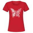 thumbnail image 1 of Shop4Ever Women's Butterfly Verse I Can Do All Things Through Christ Graphic T-Shirt Medium Red, 1 of 5