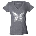 thumbnail image 1 of Shop4Ever Women's Butterfly Verse I Can Do All Things Through Christ Slim Fit V-Neck T-Shirt Small Heather Charcoal, 1 of 5