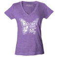 thumbnail image 1 of Shop4Ever Women's Butterfly Verse I Can Do All Things Through Christ Slim Fit V-Neck T-Shirt X-Large Heather Purple, 1 of 5