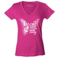 thumbnail image 1 of Shop4Ever Women's Butterfly Verse I Can Do All Things Through Christ Slim Fit V-Neck T-Shirt X-Large Pink, 1 of 5