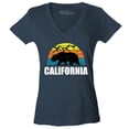 thumbnail image 1 of Shop4Ever Women's California State Bear Mountains Retro Horizon Slim Fit V-Neck T-Shirt Medium Charcoal, 1 of 5