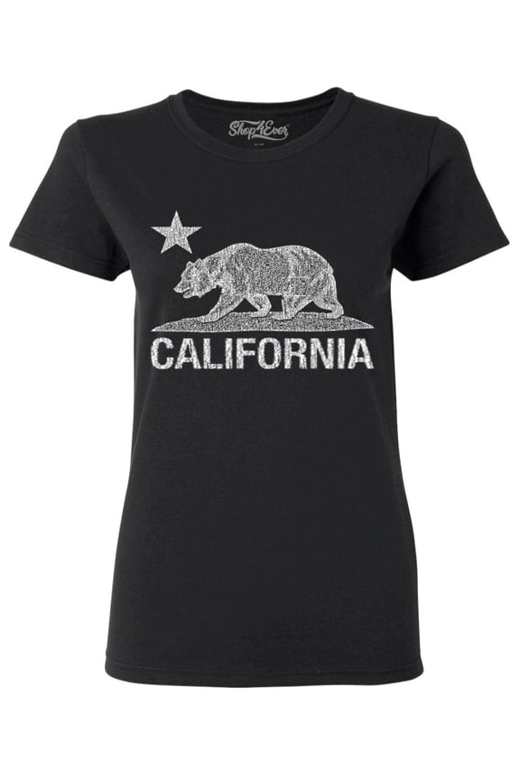 Women's California Vintage Bear Graphic T-Shirt Medium Black