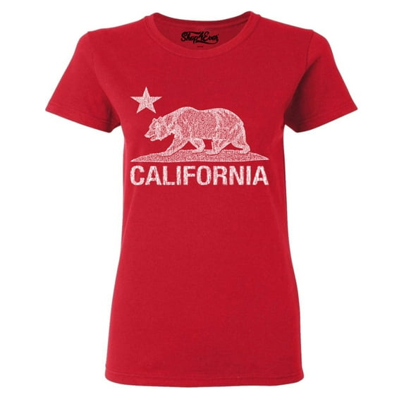 Shop4Ever Women's California Vintage Bear Graphic T-Shirt Small Red
