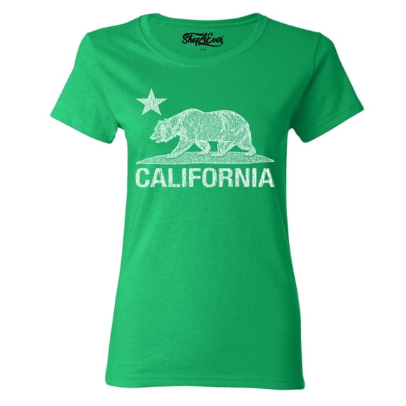 Shop4Ever Women's California Vintage Bear Graphic T-Shirt X-Large Irish Green