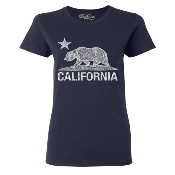 Shop4Ever Women's California Vintage Bear Graphic T-Shirt X-Large Navy