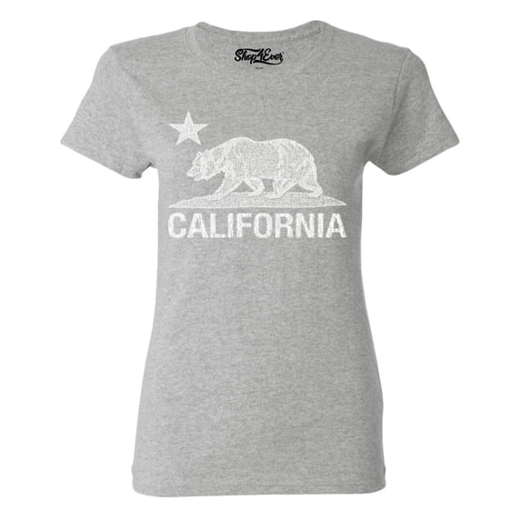 Shop4Ever Women's California Vintage Bear Graphic T-Shirt X-Large Sports Grey