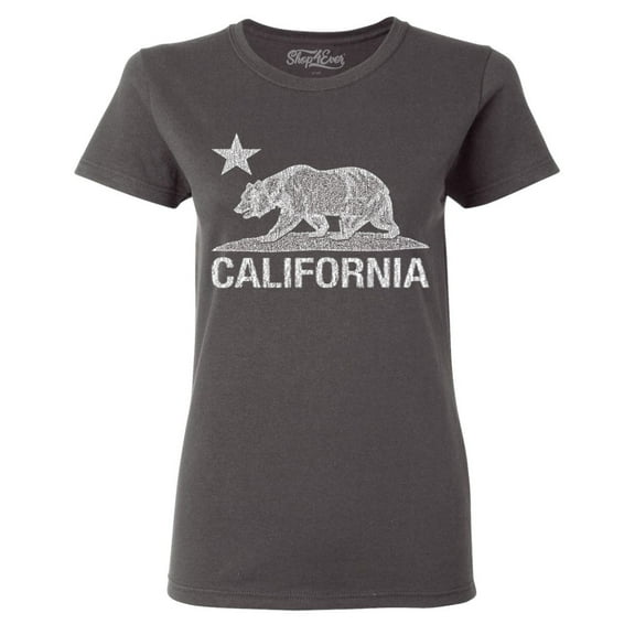 Shop4Ever Women's California Vintage Bear Graphic T-Shirt XXX-Large Charcoal