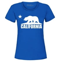 Shop4Ever Women's California White Bear Hoodies Republic of CA  Graphic T-Shirt XX-Large Royal Blue