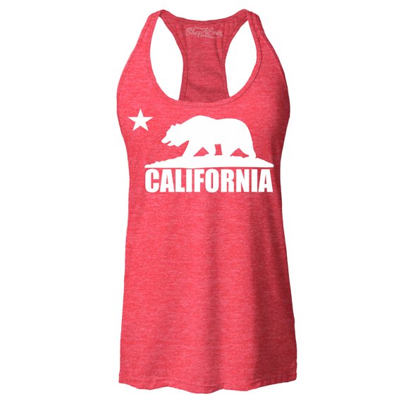 Shop4Ever Women's California White Bear Hoodies Republic of CA  Racerback Tank Top Large Red