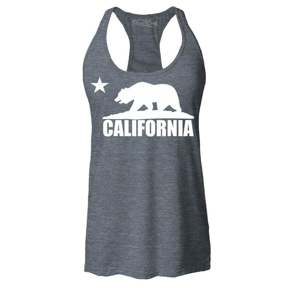 Shop4Ever Women's California White Bear Hoodies Republic of CA Racerback Tank Top Medium Charcoal